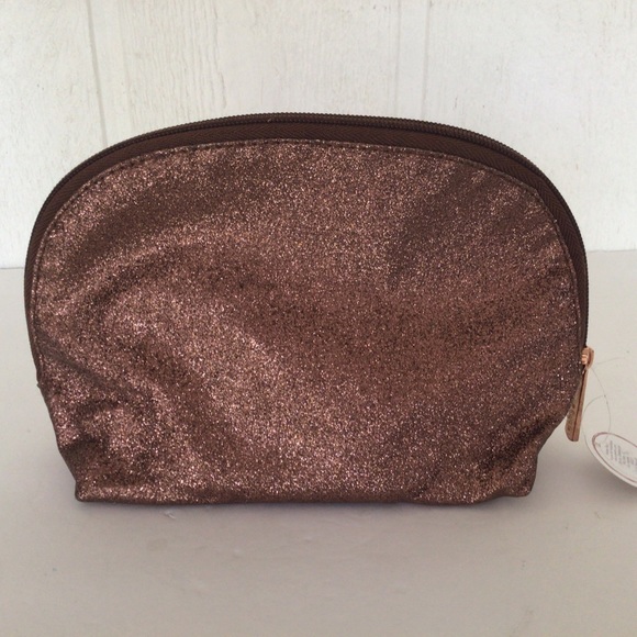 STILA BROWN GLITTER DOME MAKEUP COSMETIC BAG NWT - Picture 6 of 12